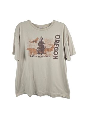 Tipsy Oregon Pacific Northwest Graphic Tee Tan Size XL